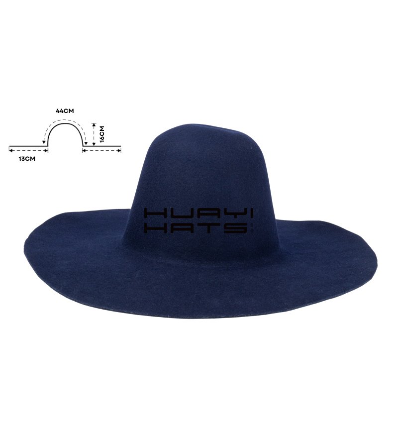 Dark Blue Wide Brim Felt Hat Bodies Wholesale